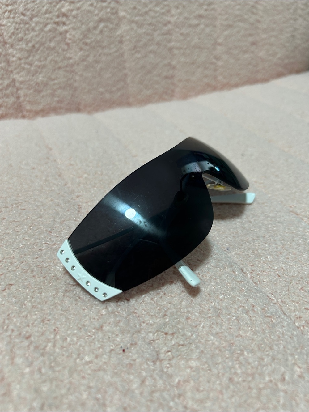 Women’s Shield Sunglasses with Black Lens and White Accents
